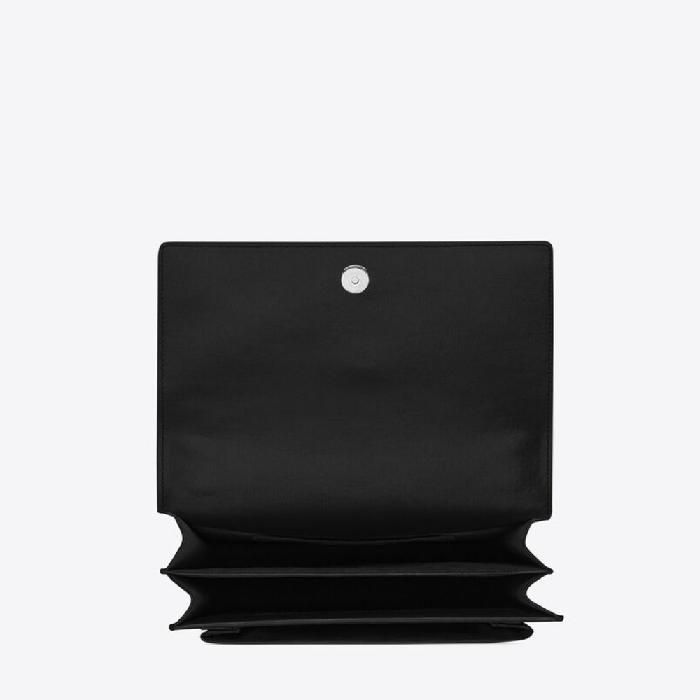Brand New!!! YSL Saint Laurent Sunset Medium YSL Crossbody Bag in Black Leather - Picture 8 of 16